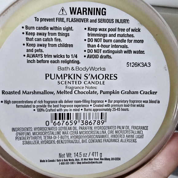 Bath & Body Works Pumpkin S'mores Candle - Picture 2 of 2